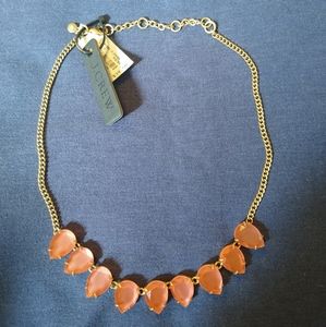 gold-tone & neon orange coral teardrop stone necklace J. CREW new with tags